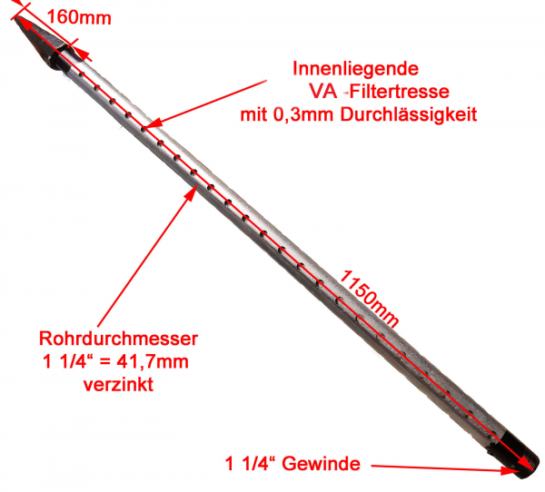 7 m Brunnenbau Set mit Rammfilter und Pumpenstock